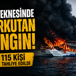 Tur teknesinde korkutan yangın: 115 kişi tahliye edildi