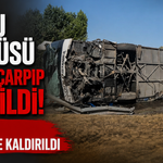 Yolcu otobüsü refüje çarpıp devrildi: 22 kişi hastaneye kaldırıldı