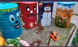 Depremzede çocuklar konteyner kenti renklendirdi