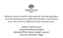 Avustralya’da düşen helikopterdeki 4 asker için umut kalmadı