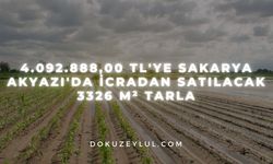 4.092.888,00 TL'ye Sakarya Akyazı'da icradan satılacak 3326 m² tarla