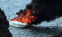 Alev alan sürat teknesindeki beş kişi kurtarıldı