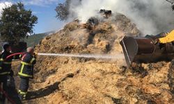Amasya’da, 60 ton saman balyası yandı
