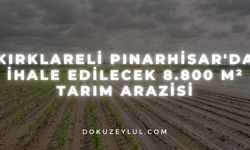 Kırklareli Pınarhisar'da ihale edilecek 8.800 m² tarım arazisi