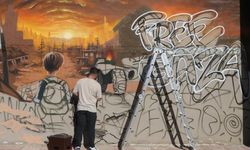 Çankırı'da grafiti sanatıyla Filistin'deki acıya dikkat çekildi