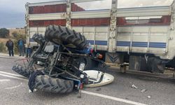 Kamyonla çarpışan traktörün sürücüsü yaralandı