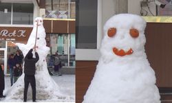 3 metrelik kardan adam yaptılar