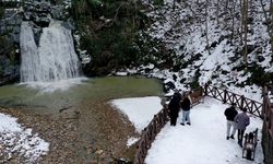 Trabzon'daki Canikdere Şelalesi kışın yerli turistlerin vazgeçilmezi oldu
