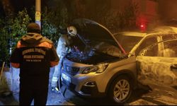Ataşehir'de güvenlik kamerasını kıran şüpheli park halindeki otomobili yaktı