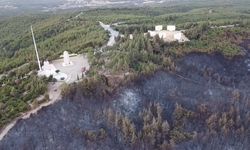 Çanakkale'deki orman yangını 2'nci gününde; yanan alanlar dron ile görüntülendi