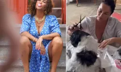Hülya Avşar köpeğini tıraş ettiği anları yayınladı