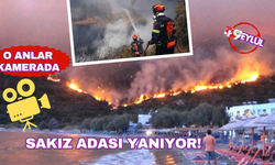 Sakız Adası yanıyor... Çeşme'den görüldü