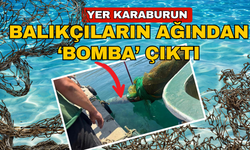 Karaburun'da balıkçıların ağına denizaltı torpidosu takıldı.