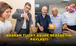 Başkan Tugay aşure bereketini paylaştı