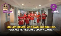Maaşlarını alamayan işçiler belediye binası içinden seslendi
