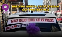 Buca'da düğün arabasından çöp protestosu