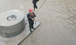 İzmir Karabağlar'da derede mahsur kalan köpeğin imdadına itfaiye yetişti