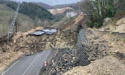 Heyelan; 300 metrelik yol çöktü