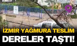 İzmir yağmura teslim! Dereler taştı