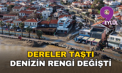 Foça’da sağanak hayatı vurdu: Dereler taştı, deniz kahverengiye döndü