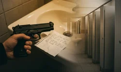 Okul tuvaletinde silah ve tehdit notu bulundu