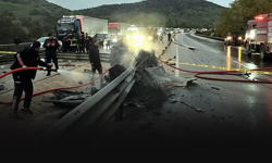 Bariyere çarpan otomobil alev aldı: 1 ölü, 1 yaralı