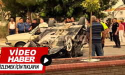 İzmir'de feci kaza: Araç ters döndü