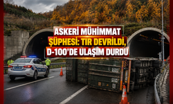 Askeri mühimmat taşıdığı değerlendirilen TIR devrildi: D-100'ün bir bölümü ulaşıma kapatıldı