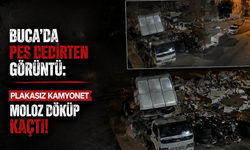 Buca’da pes dedirten görüntü: Plakasız kamyonet moloz döküp kaçtı