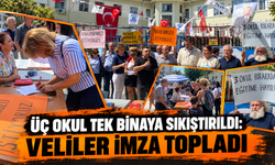 Üç okul tek binaya sıkıştırıldı: Veliler imza topladı