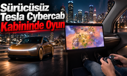 Sürücüsüz Tesla Cybercab Kabininde Oyun