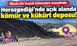 Okula bir buçuk kilometre mesafede: Horozgediği'nde açık alanda kömür ve kükürt deposu!