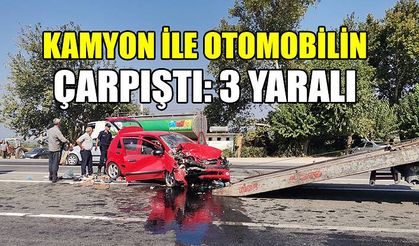 İzmir'de kamyon ile otomobilin çarpıştı: 3 yaralı