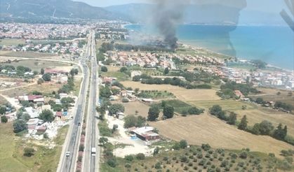 İzmir'de sazlıkta çıkan yangına müdahale!