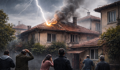 Manisa’da yıldırım paniği: Üç ev hasar gördü