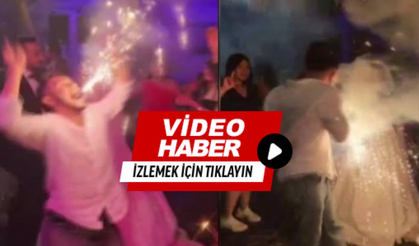 Düğünde ağzında meşale patladı!