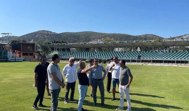 Bodrum İlçe Stadı'ndaki çalışmalara inceleme