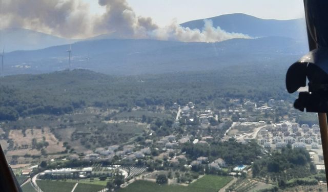 Urla'daki orman yangınına müdahale ediliyor