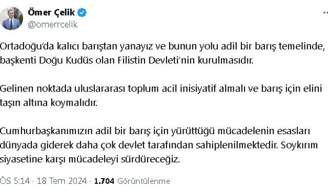 AK Parti'li Çelik: İsrailli bakanın provokasyonu son derece kışkırtıcı bir eylem