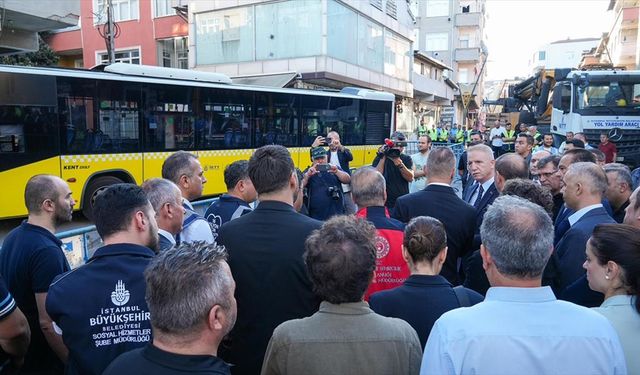 Vali Gül Pendik'te İETT otobüsünün çarptığı binayı inceledi