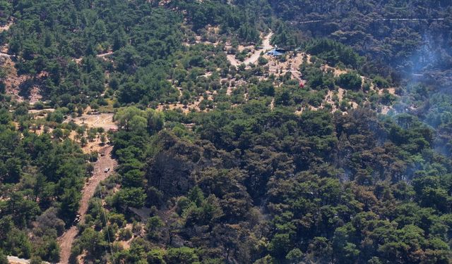 Yamanlar'daki yanan alanlar havadan görüntülendi