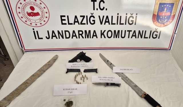 Elazığ’da yol kontrollerinde 3 ruhsatsız silah ele geçirildi