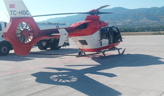 Tokat'ta ambulans helikopter, 1 günlük bebek için havalandı