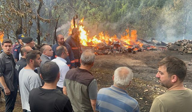 Üç ahşap ev, yangında küle döndü