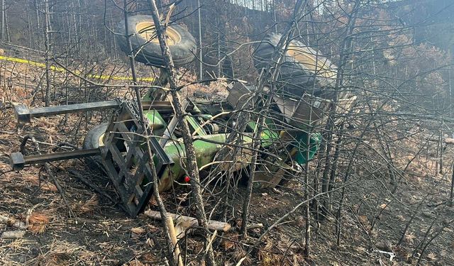 Temizlik çalışmasında traktör devrildi