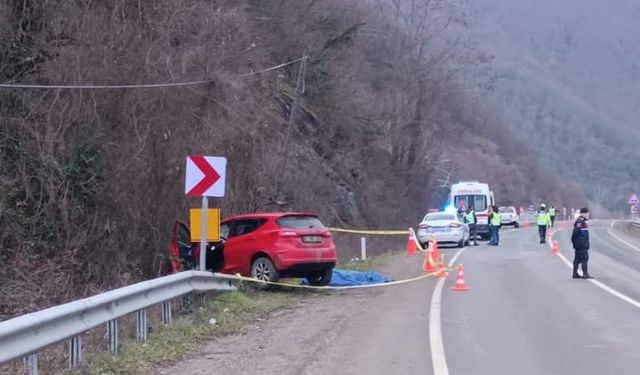 Karabük'te, şarampole devrilen otomobilin sürücüsü öldü