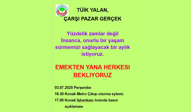 İzmir’de emeklilerden TÜİK’e tepki: Çarşı-pazar gerçek, TÜİK yalan!