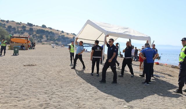 Menderes sahillerinde korsan şezlong avı