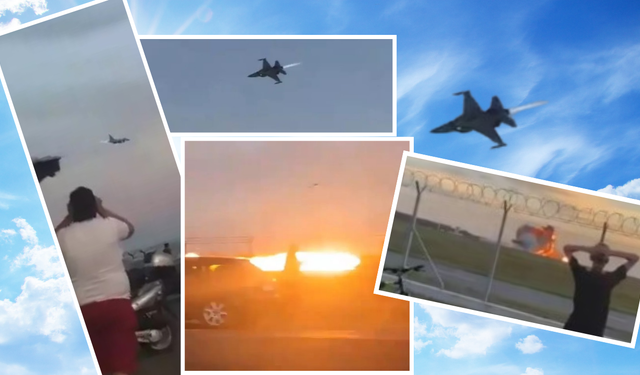 Polonya'da F-16 düştü... O anlar kamerada