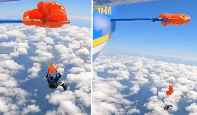 Avustralya'da nefes kesen olay: Paraşütçünün yedek paraşütü uçağın kuyruğuna takıldı